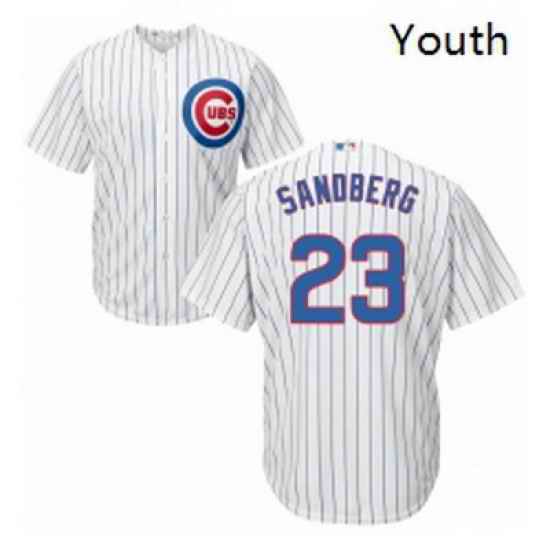 Youth Majestic Chicago Cubs 23 Ryne Sandberg Replica White Home Cool Base MLB Jersey